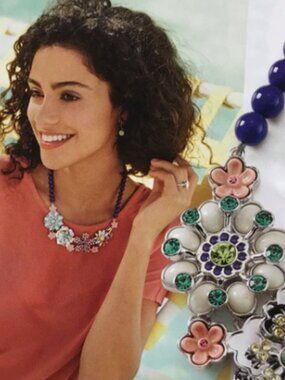 Gorgeous Floral Bloom Silver Choker Bib Necklace Lia Sophia